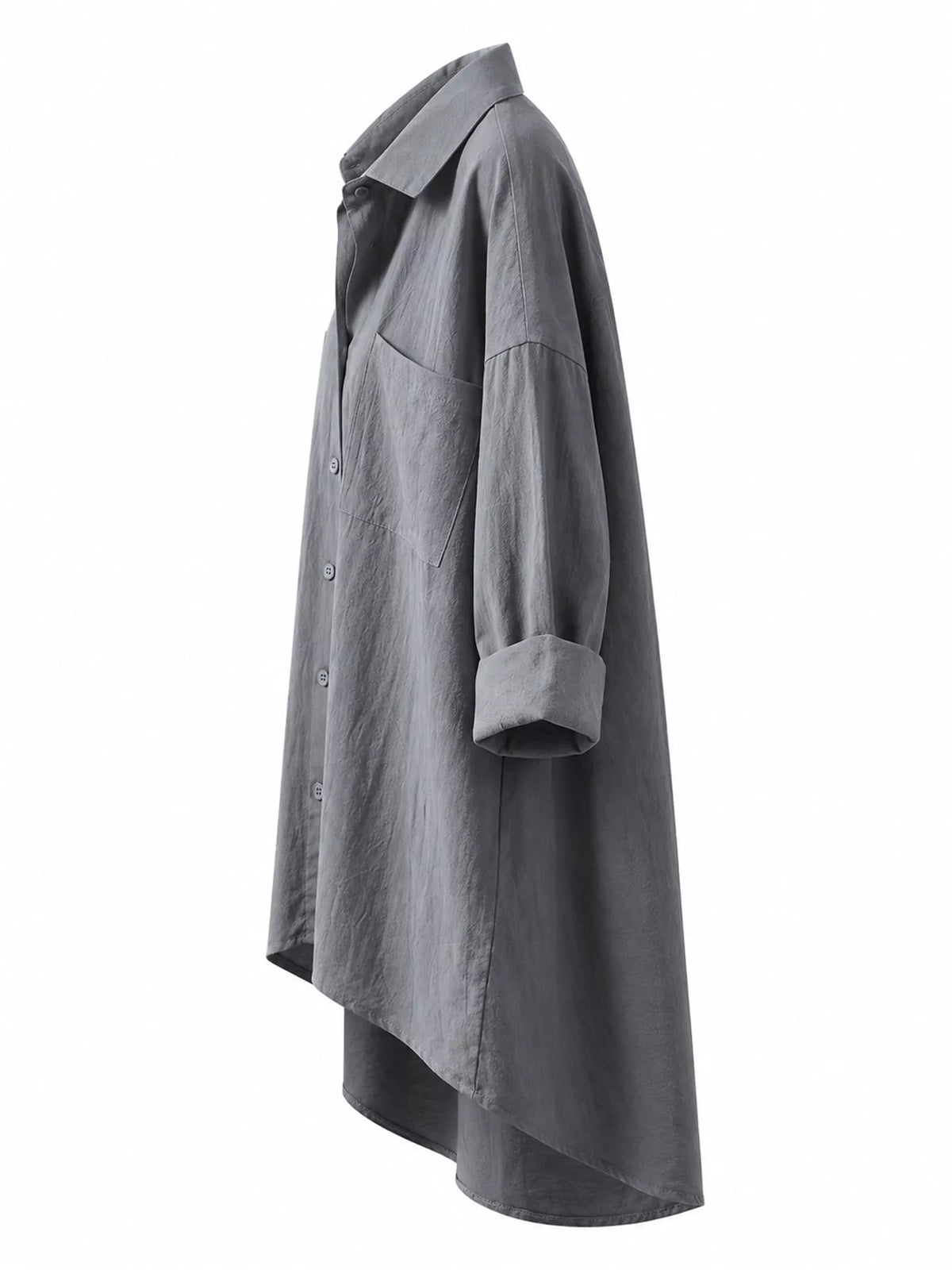 Full Size Casual Button-Down Shirt with Dual Chest Pockets Plus Size - Gray - View 19