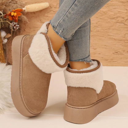 Round Toe Platform Boots - Khaki - View 4