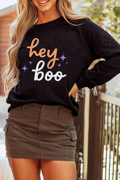 Hey Boo Halloween Sweatshirt - Black - View 5