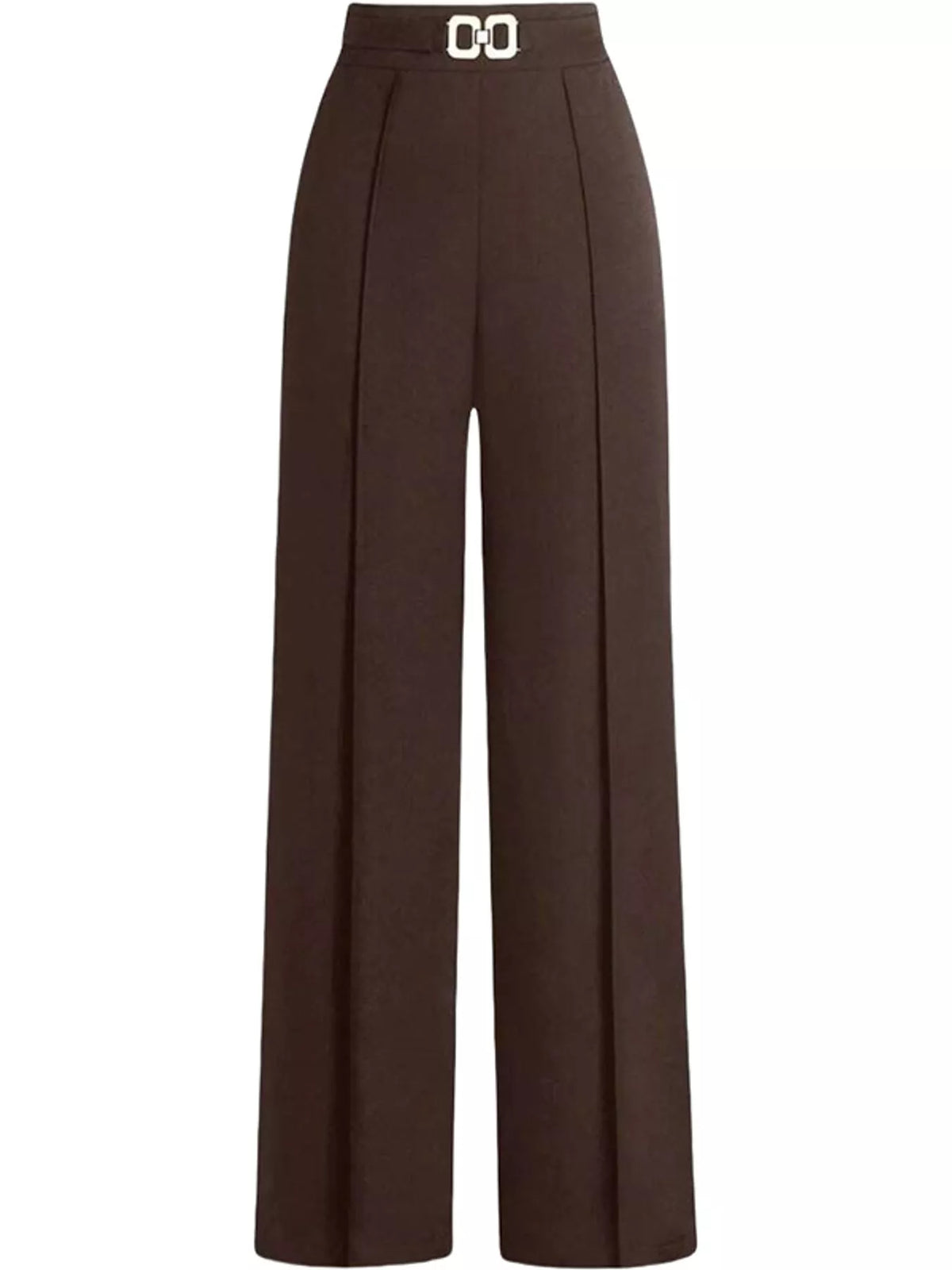 High-Waisted Wide-Leg Pants - Coffee - View 16