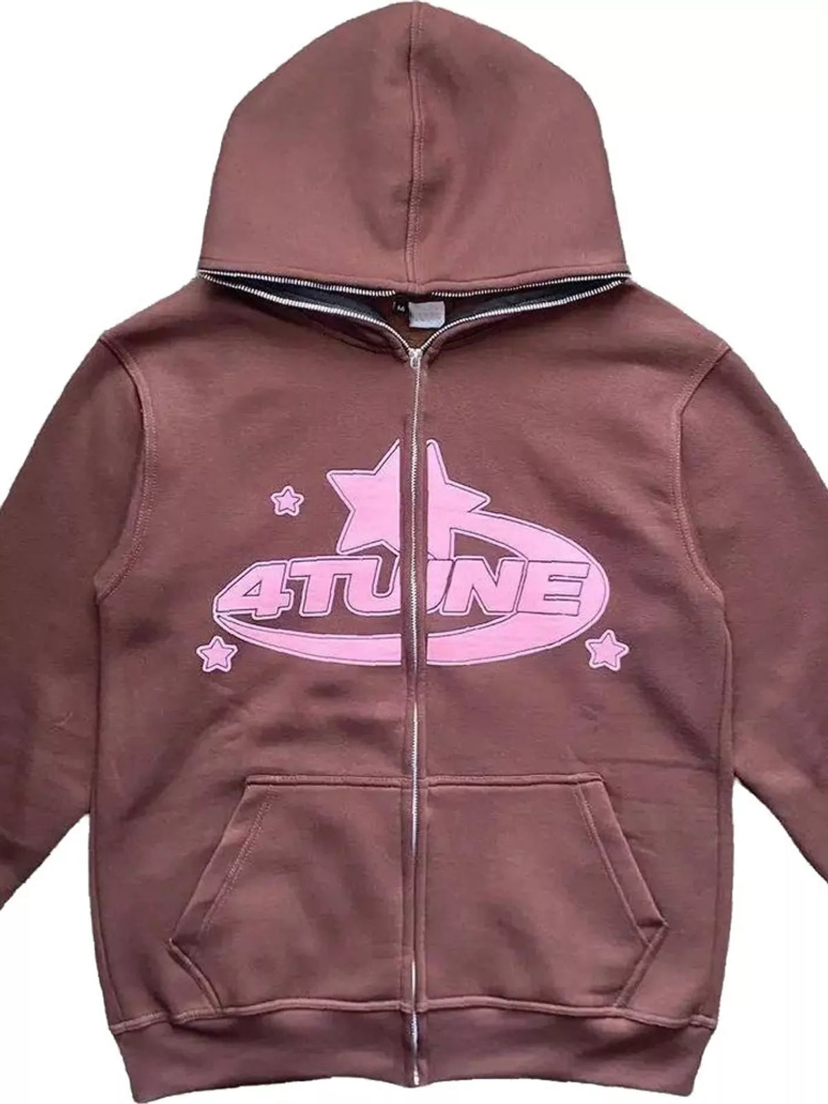 Full Size Letter Graphic Zip Up Hoodie Plus Size - Brown - View 4