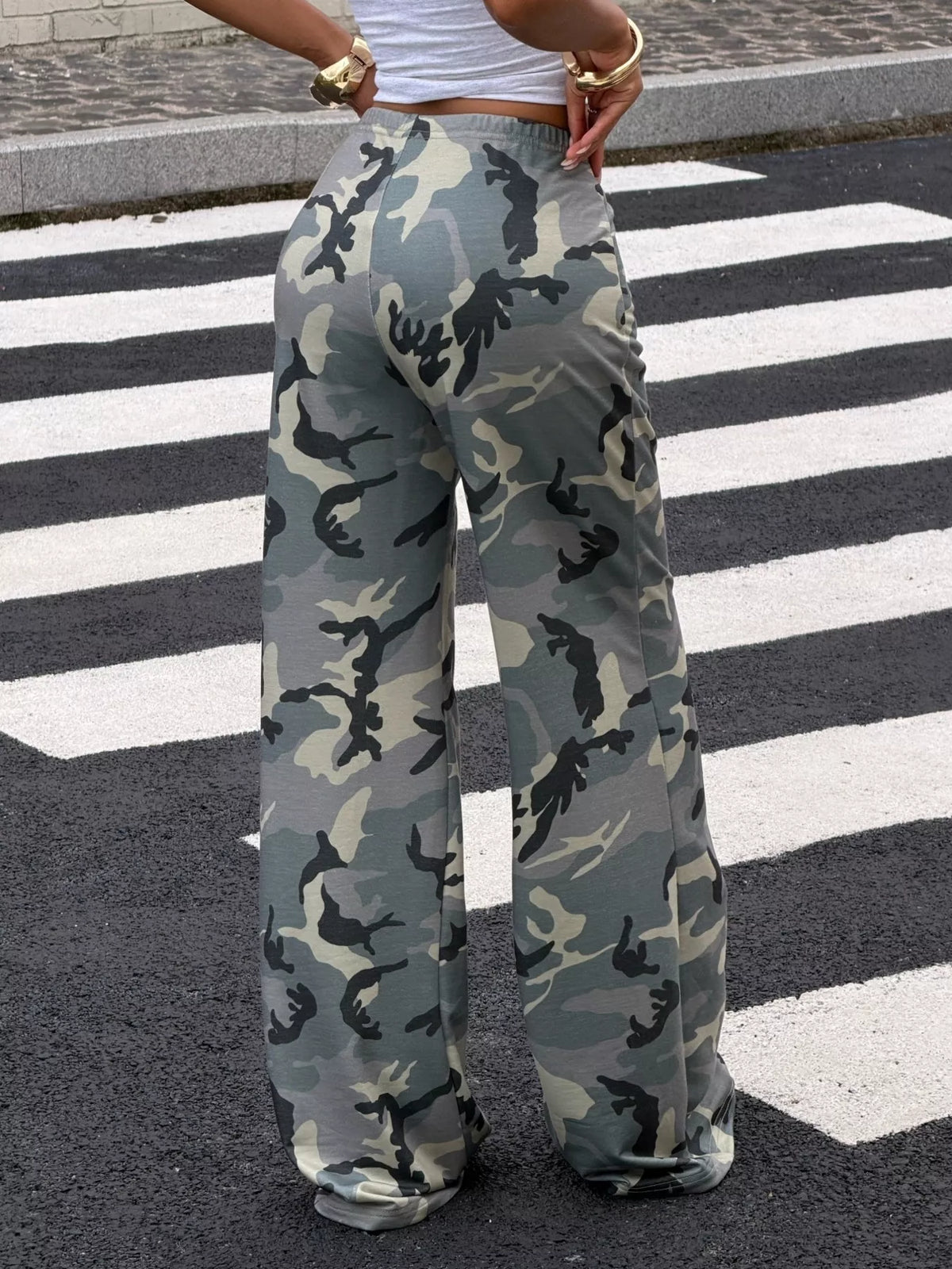 Camouflage Wide-Leg Casual Pants - Green Camouflage - View 5