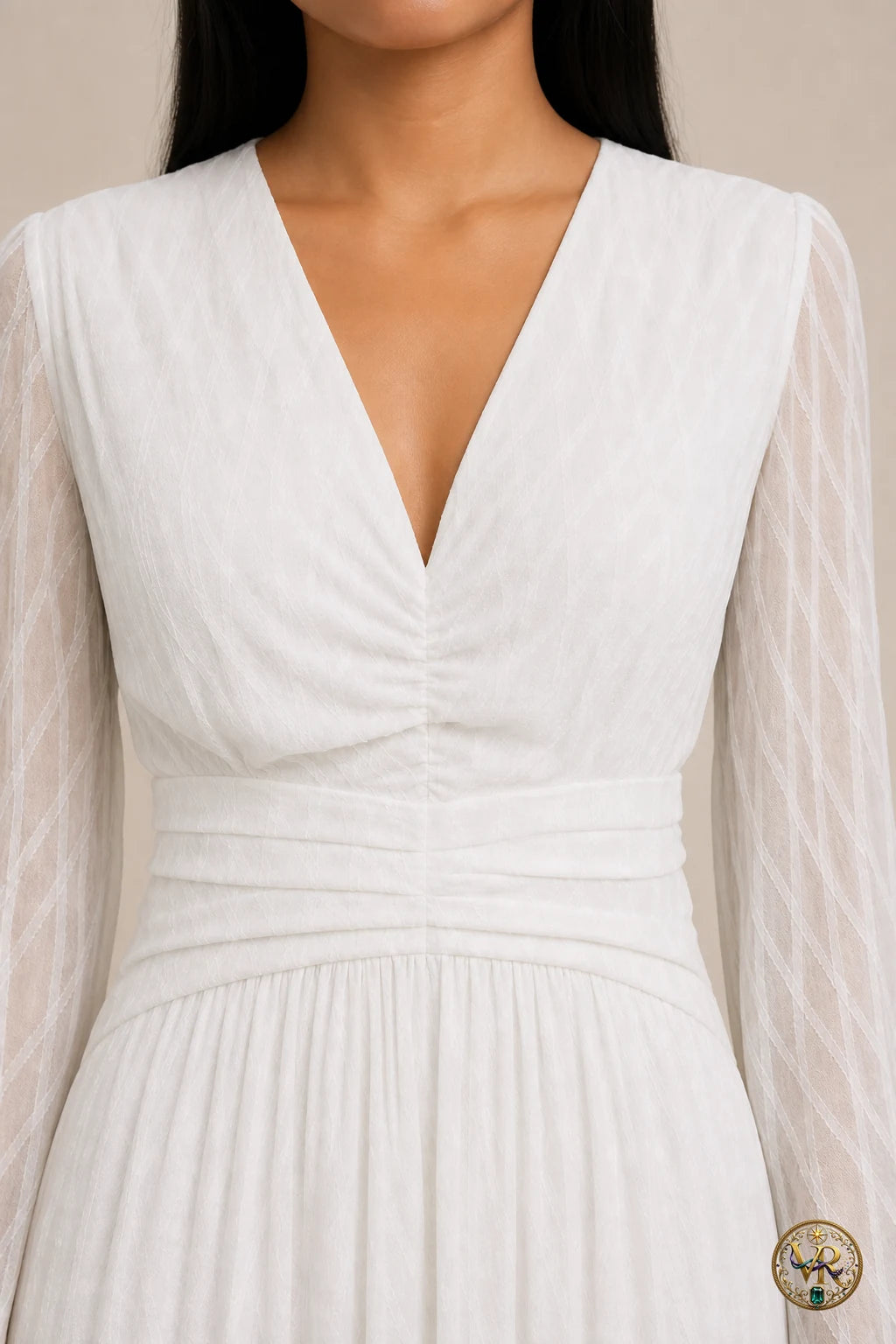 V-Neck Long Sleeve Maxi Dress
