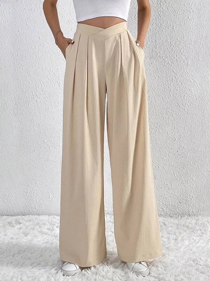 Pleated Wide Leg Pants - Apricot - View 3