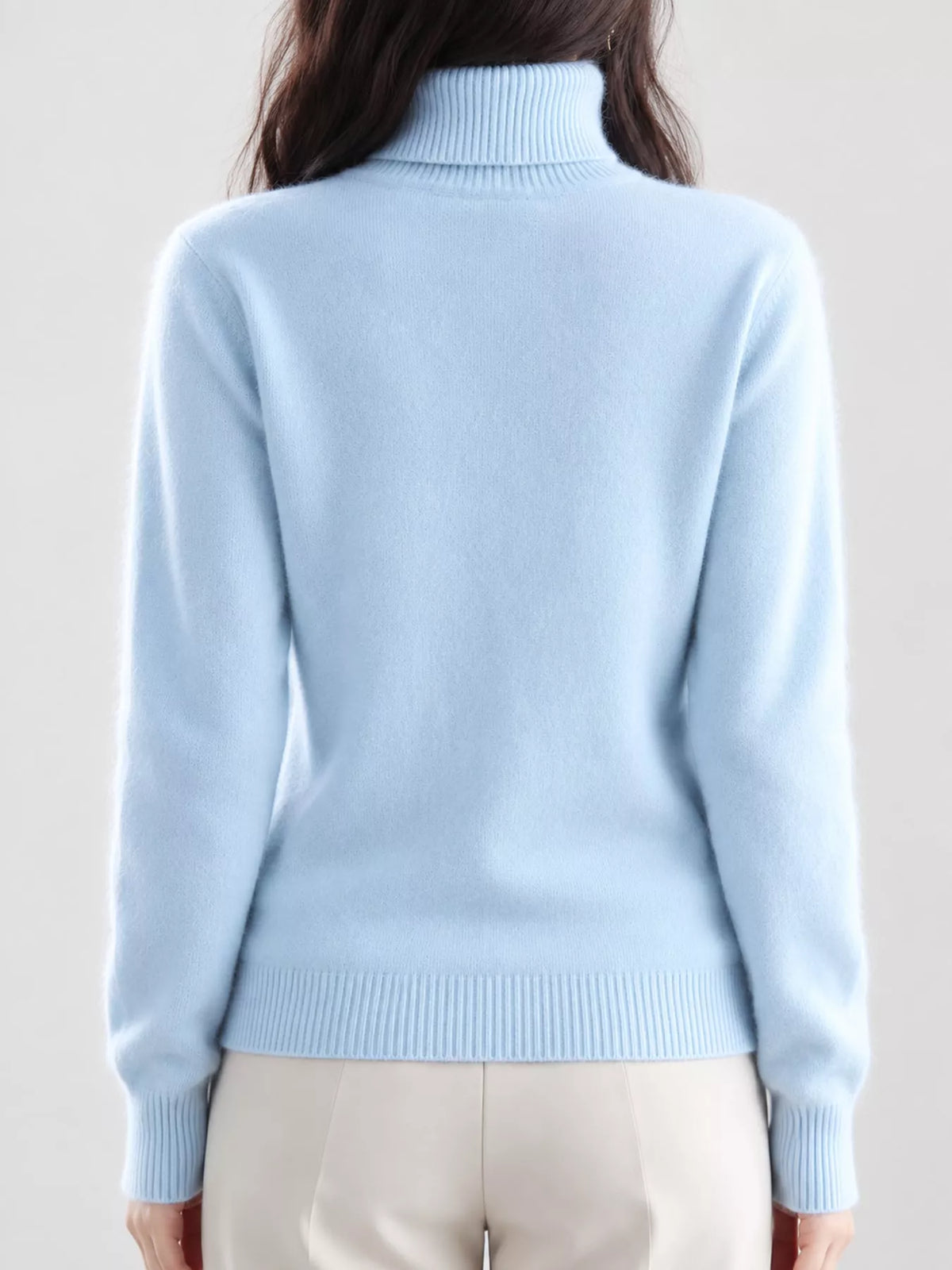Full Size Turtleneck Long Sleeve Sweater Plus Size - Light Blue - View 28