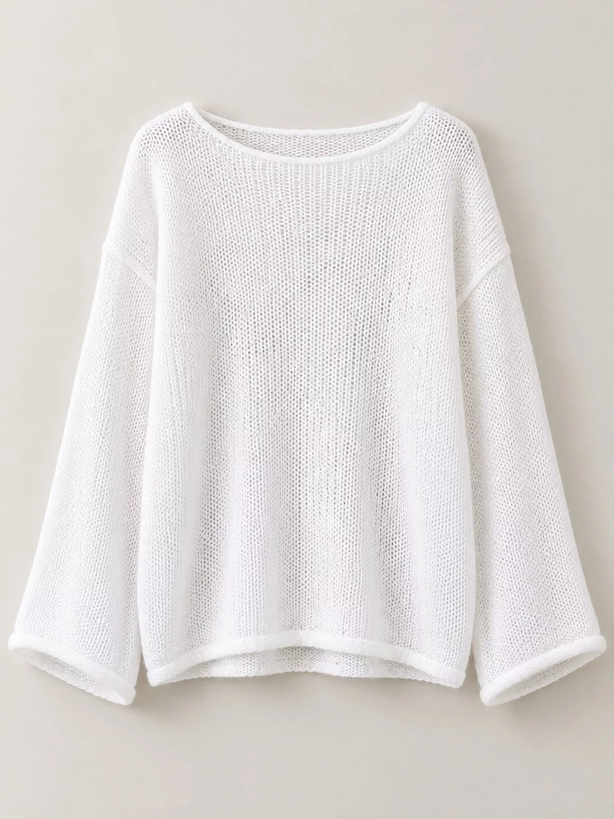 Full Size Sheer Lightweight Knit Top Plus Size - White - View 34