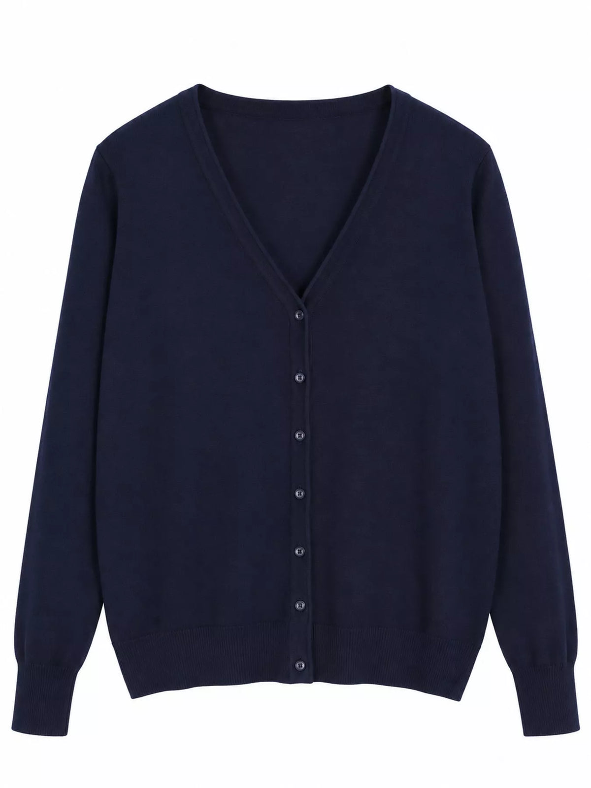 Classic V-Neck Button-Down Knit Cardigan - Navy - View 31