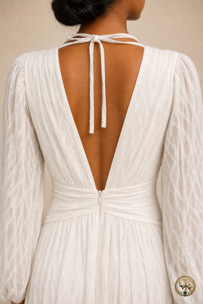 V-Neck Long Sleeve Maxi Dress