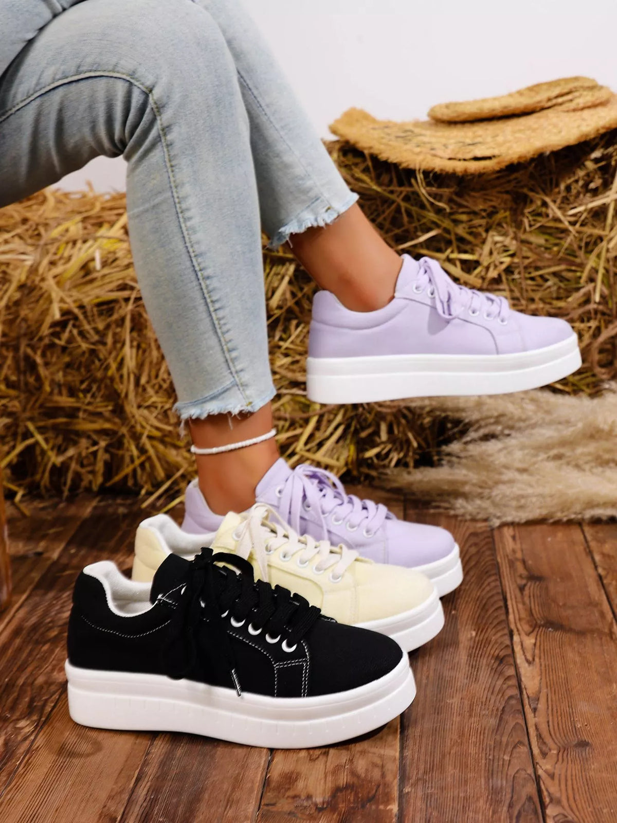 Lace Up Platform Sneakers - Color comparison - View 1
