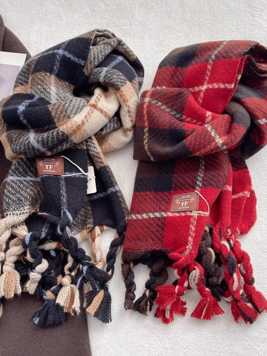 Warm Plaid Tassel Scarf - Product reference - View 1