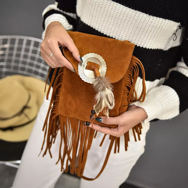 Fringe Tassel Crossbody Bag - Brown - View 7