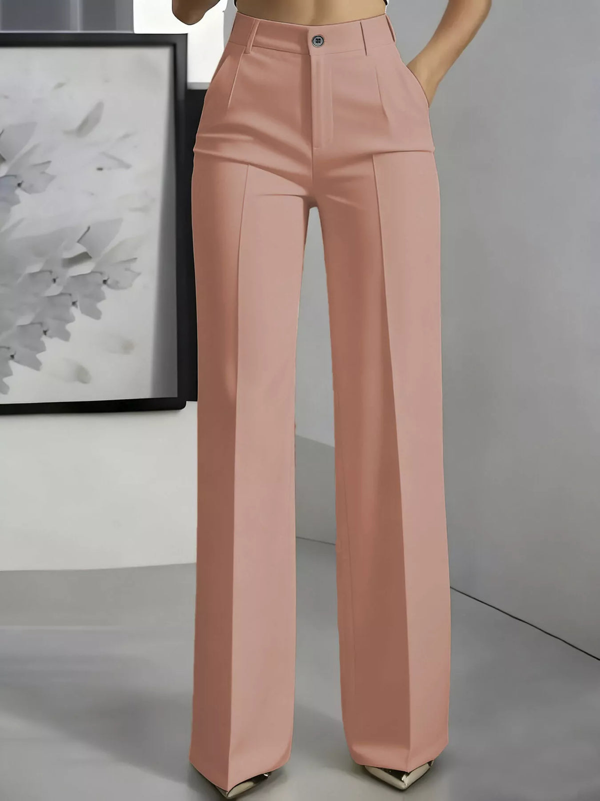 Full Size High-Waisted Wide-Leg Pants Plus Size - Pink - View 1