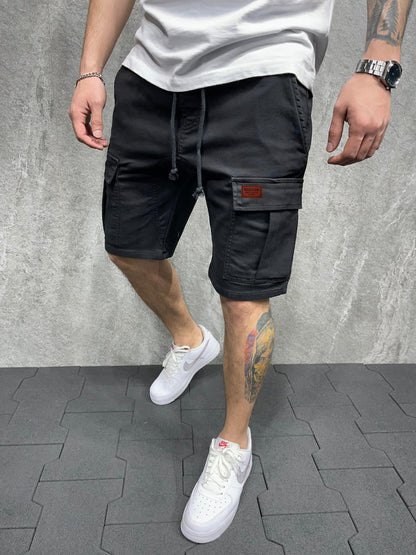 New Spring Summer Men Cargo Shorts Relaxed Fit Breeches Bermuda Casual Short Pants Stick a Skin Social Cargo Short Men
