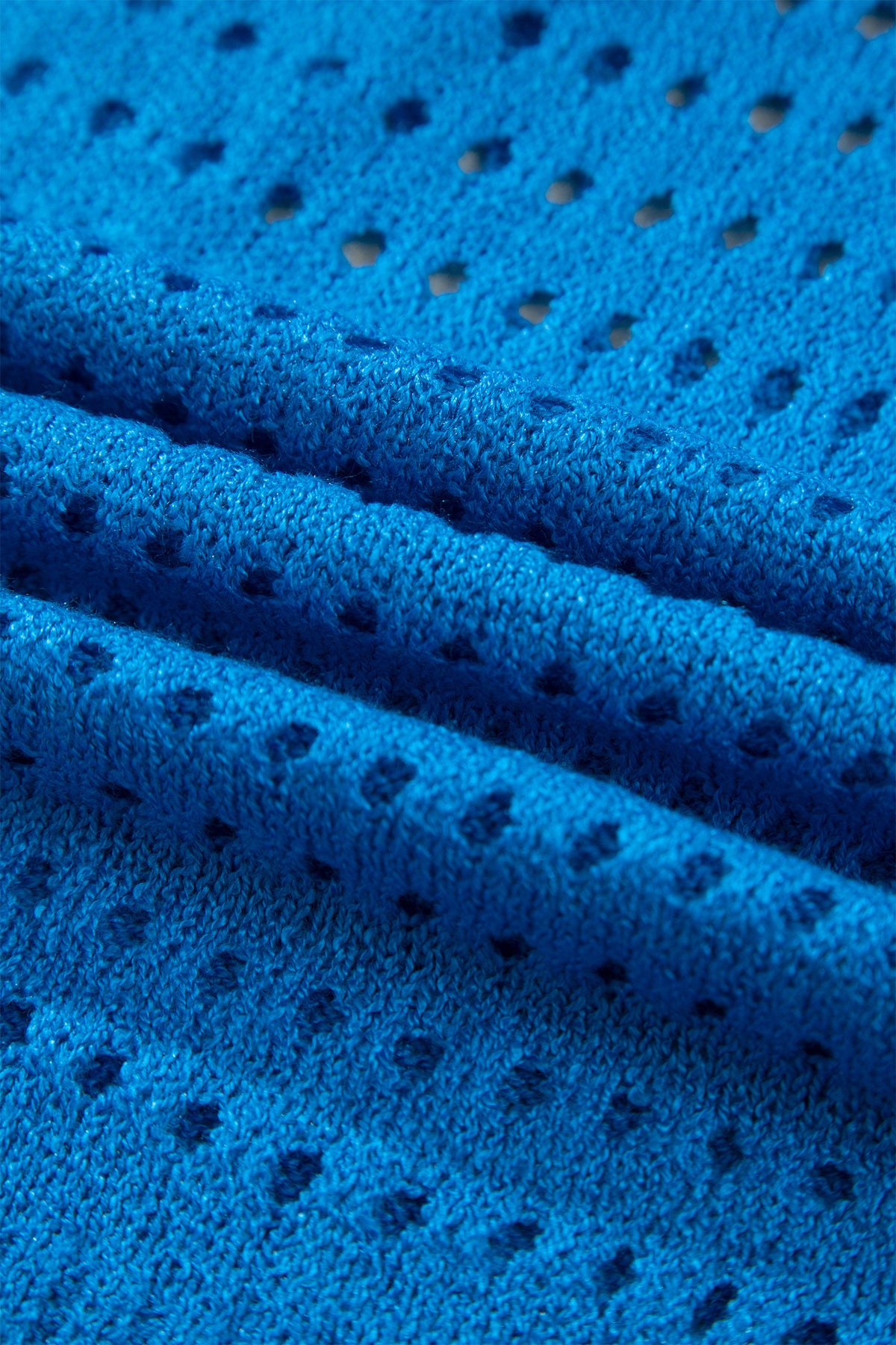 Sky Blue Cutout Knit Zip-Collar Top - Sky Blue - View 10