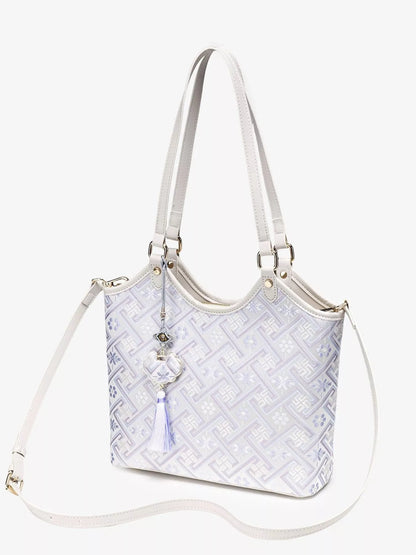 Geometric Pattern Shoulder Bag - Pink Purple - View 7