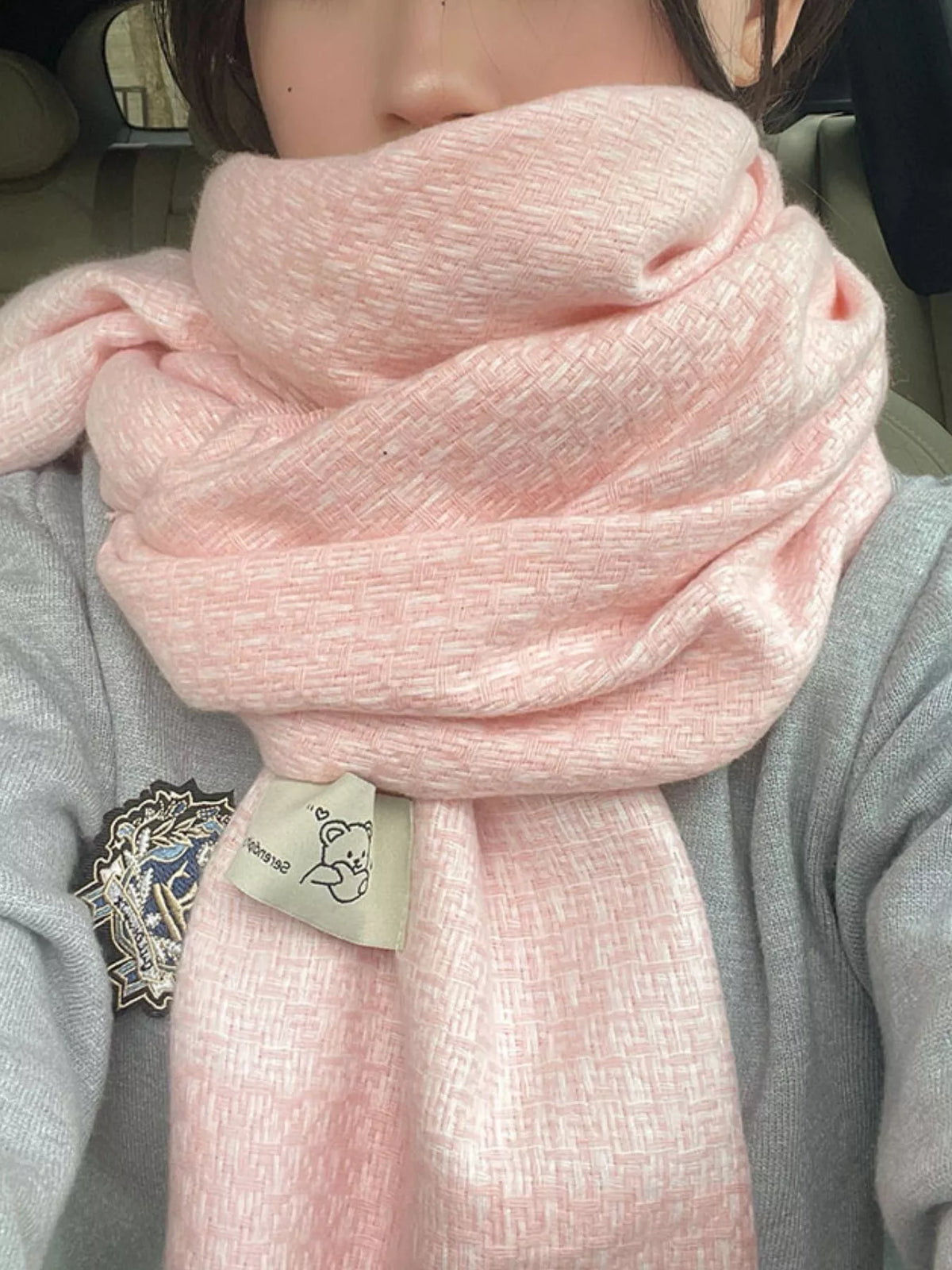 Raw Hem Scarf - Pink - View 4