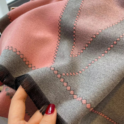 Raw Hem Contrast Scarf - Dusty Pink - View 5