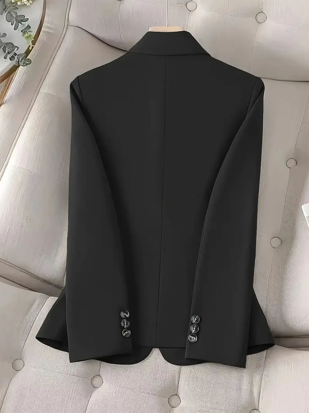 One-Button Blazer with Pockets - Black - View 6