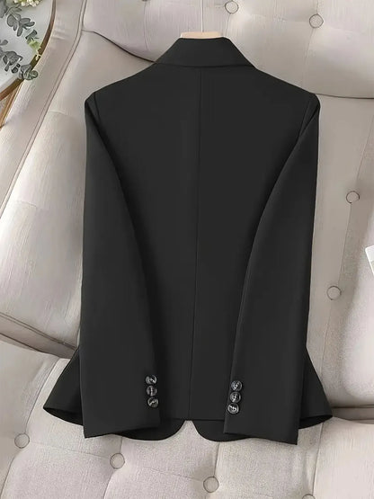 One-Button Blazer with Pockets - Black - View 6