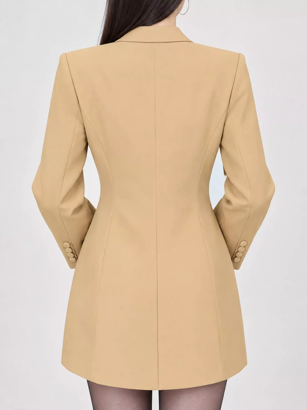 Full Size Double-Breasted Slim-Fit Blazer Plus Size - Mustard Yellow - View 21