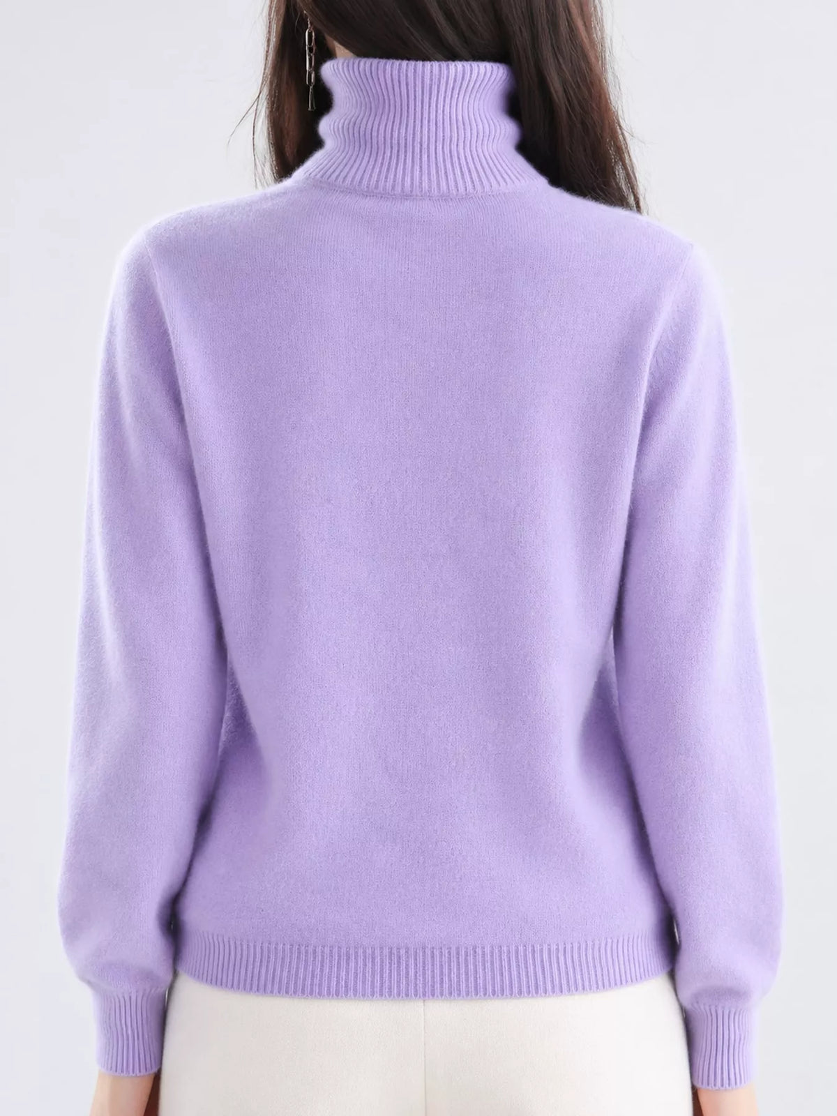Full Size Turtleneck Long Sleeve Sweater Plus Size - Lavender - View 58