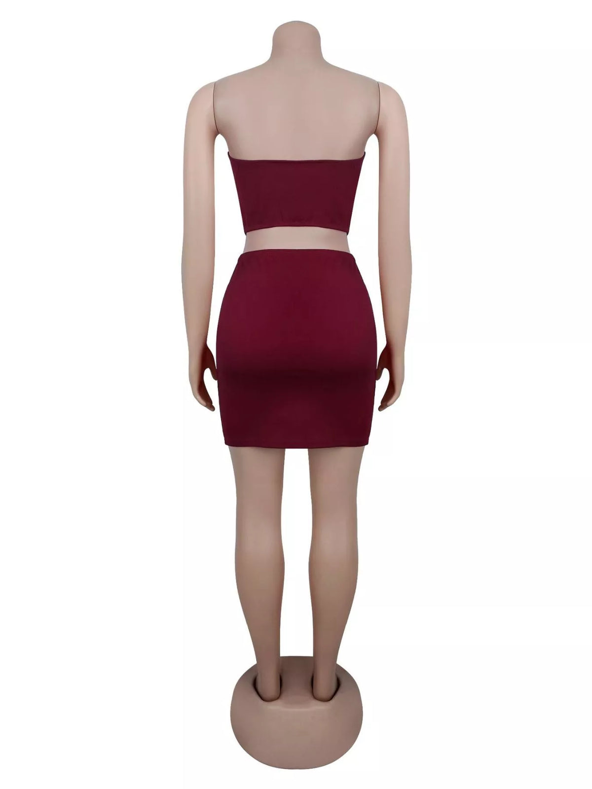 Grommet Crop Top and Mini Skirt Set - Red - View 7