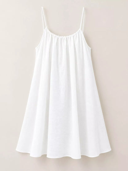 Full Size Backless Spaghetti Strap A-Line Mini Dress Plus Size - White-Style C - View 4