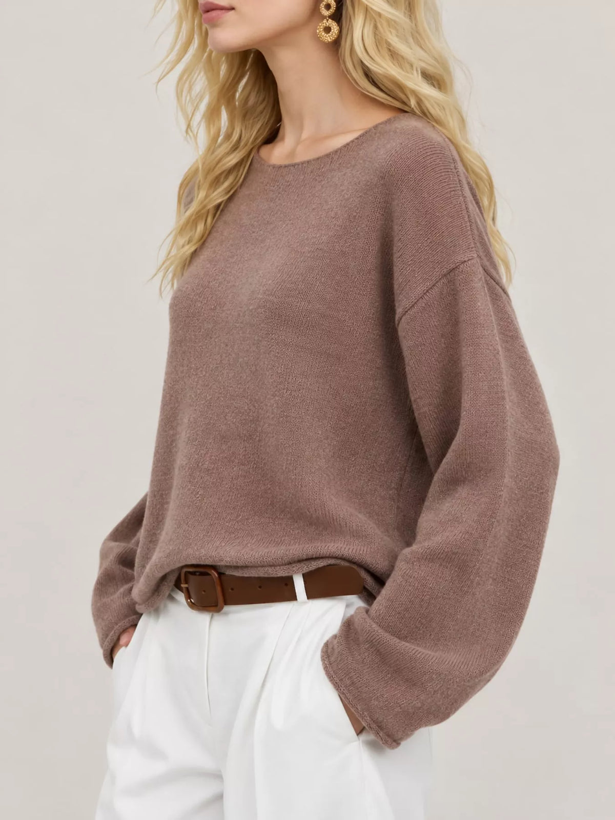 Full Size Sheer Lightweight Knit Top Plus Size - Dark Brown - View 57