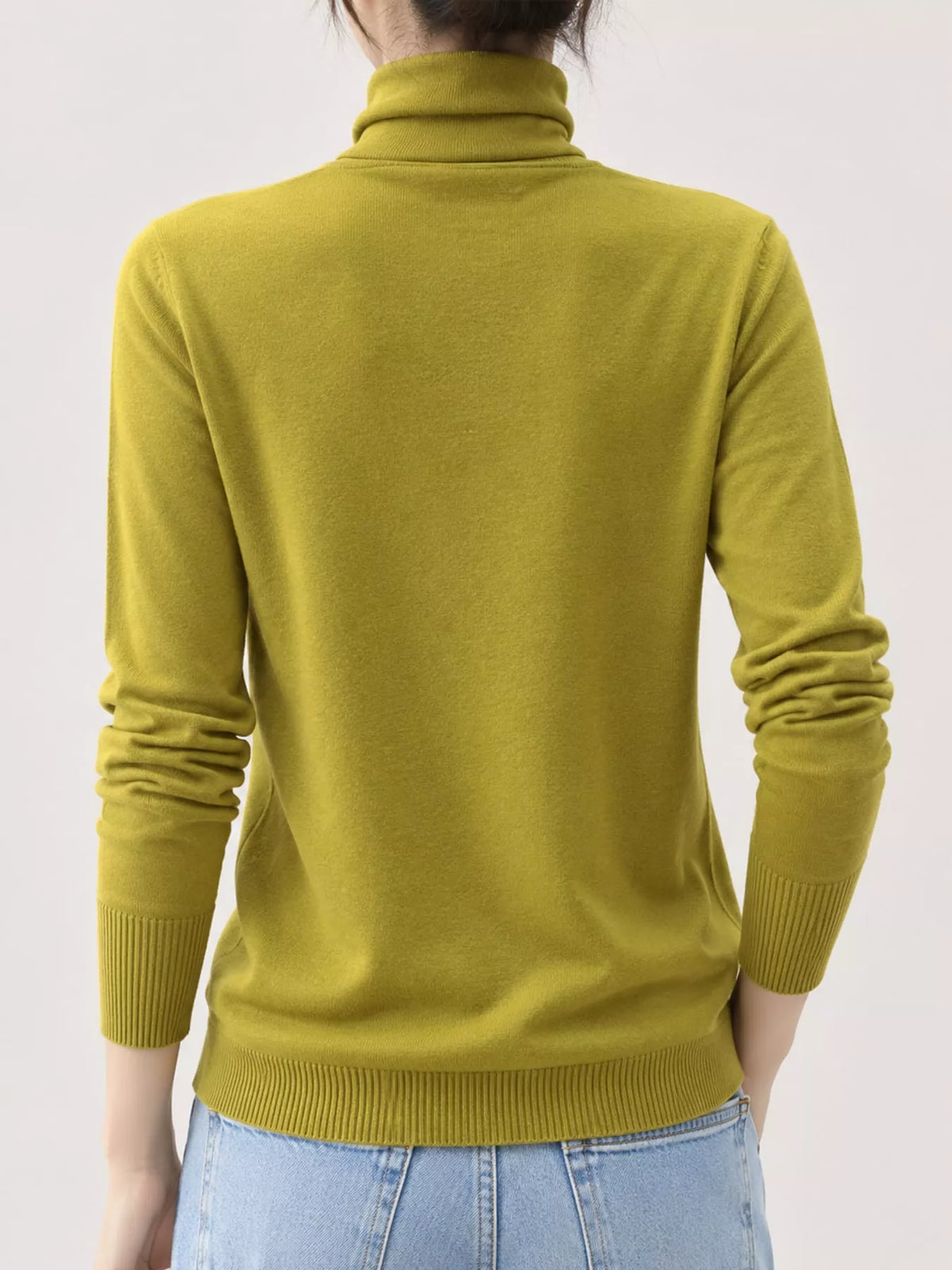 Full Size Slim-Fit Turtleneck Knit Top Plus Size - Olive Green - View 45