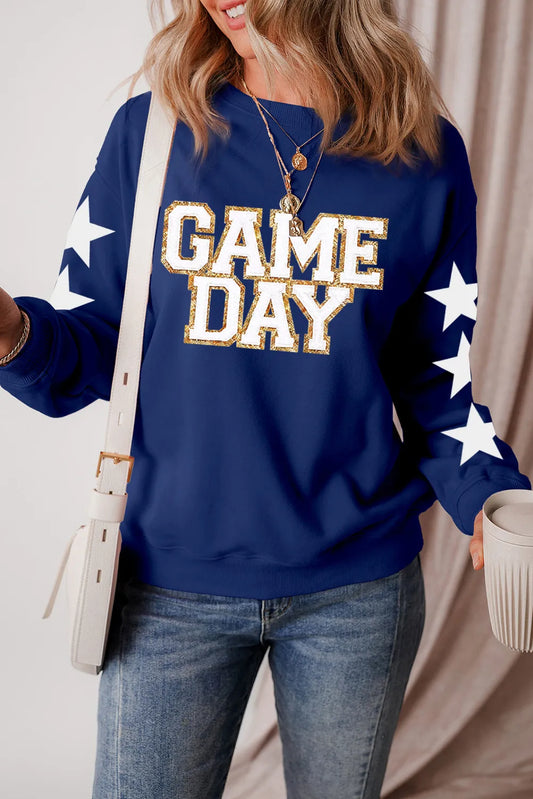 GAME DAY Star Round Neck Long Sleeve Sweatshirt - product photo 1