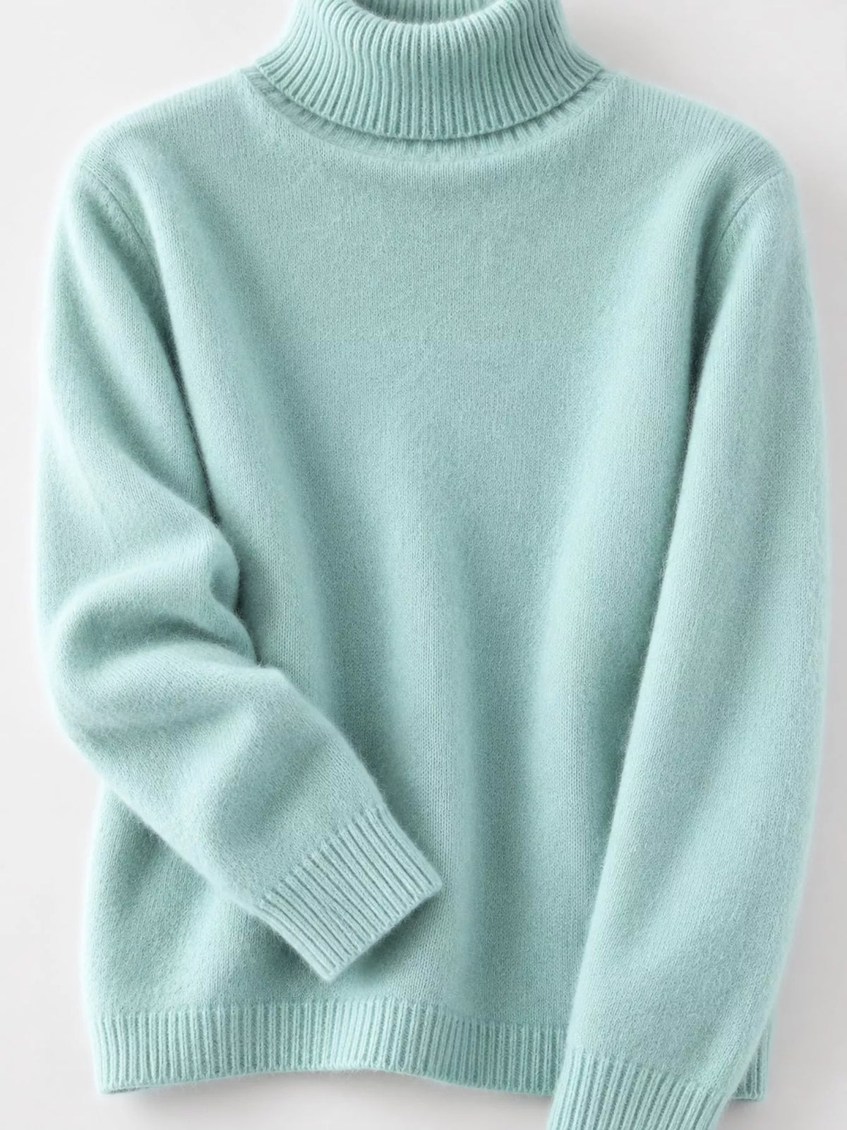 Full Size Turtleneck Long Sleeve Sweater Plus Size - Mint Green - View 25