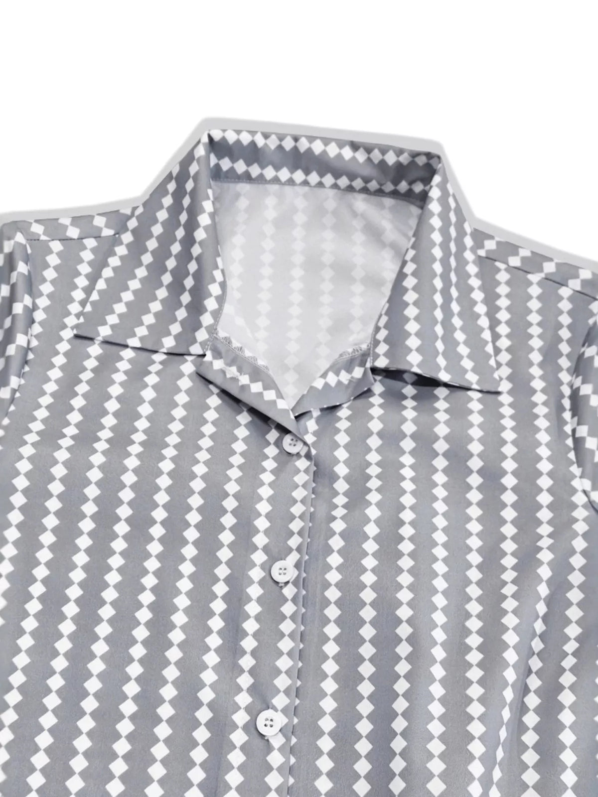 Striped Button-Down Maxi Shirt Dress - Grey - View 3