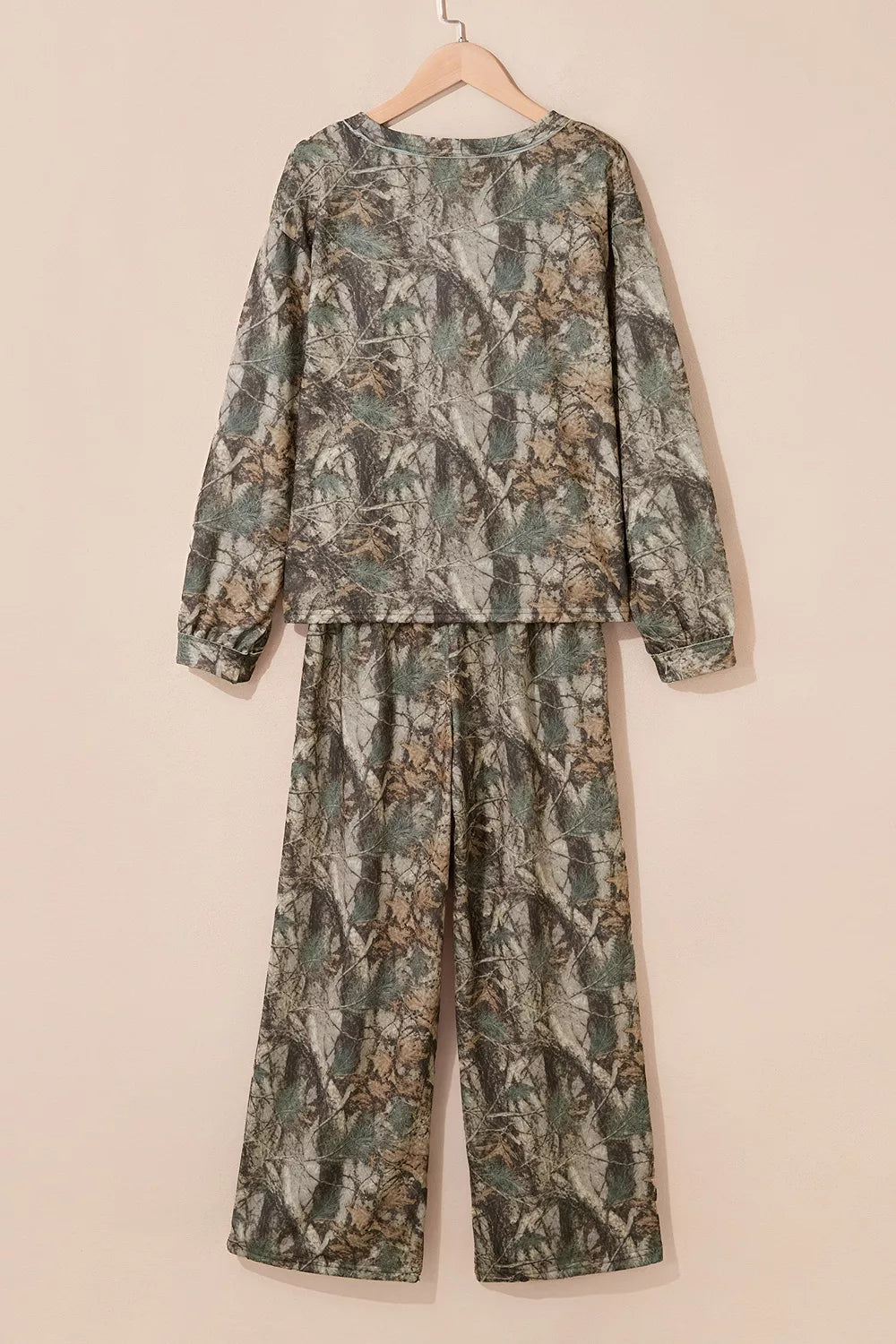 Abstract Print Long Sleeve Pant Set - Moss - View 5