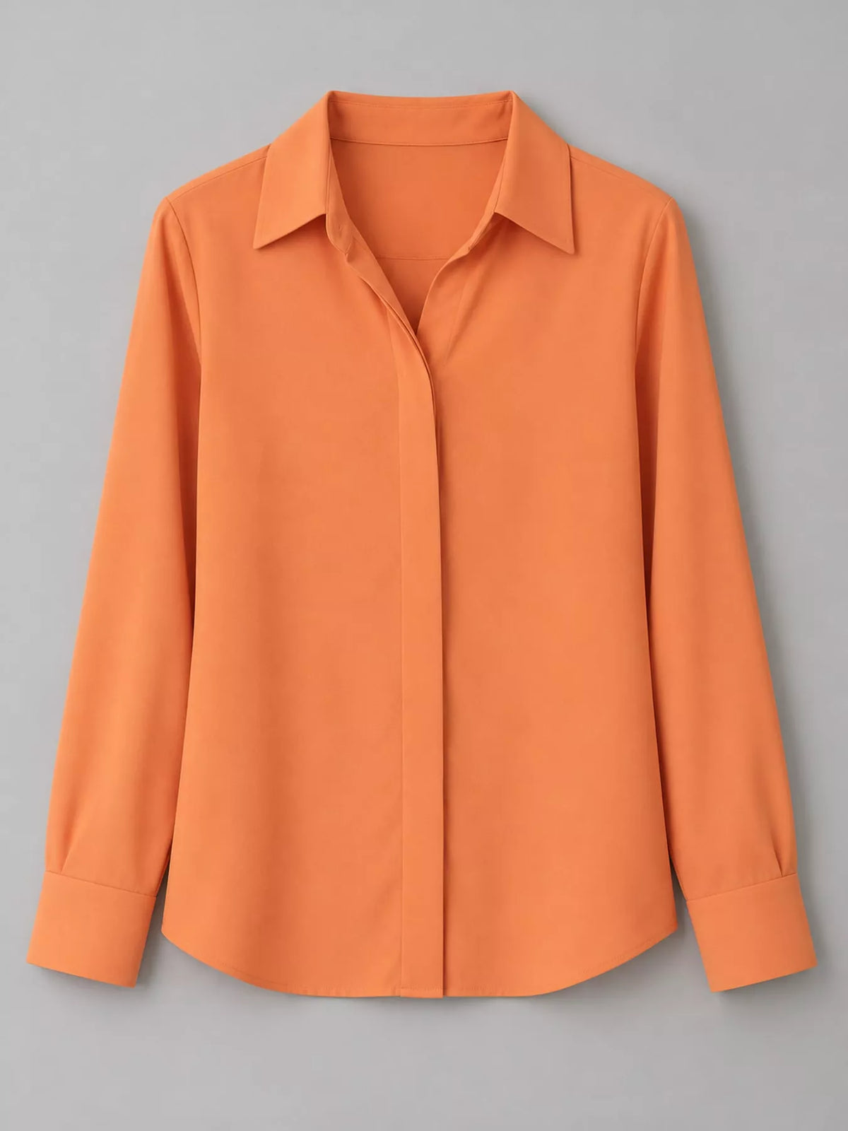 Button Up Long-Sleeve Shirt - Orange Pink - View 79