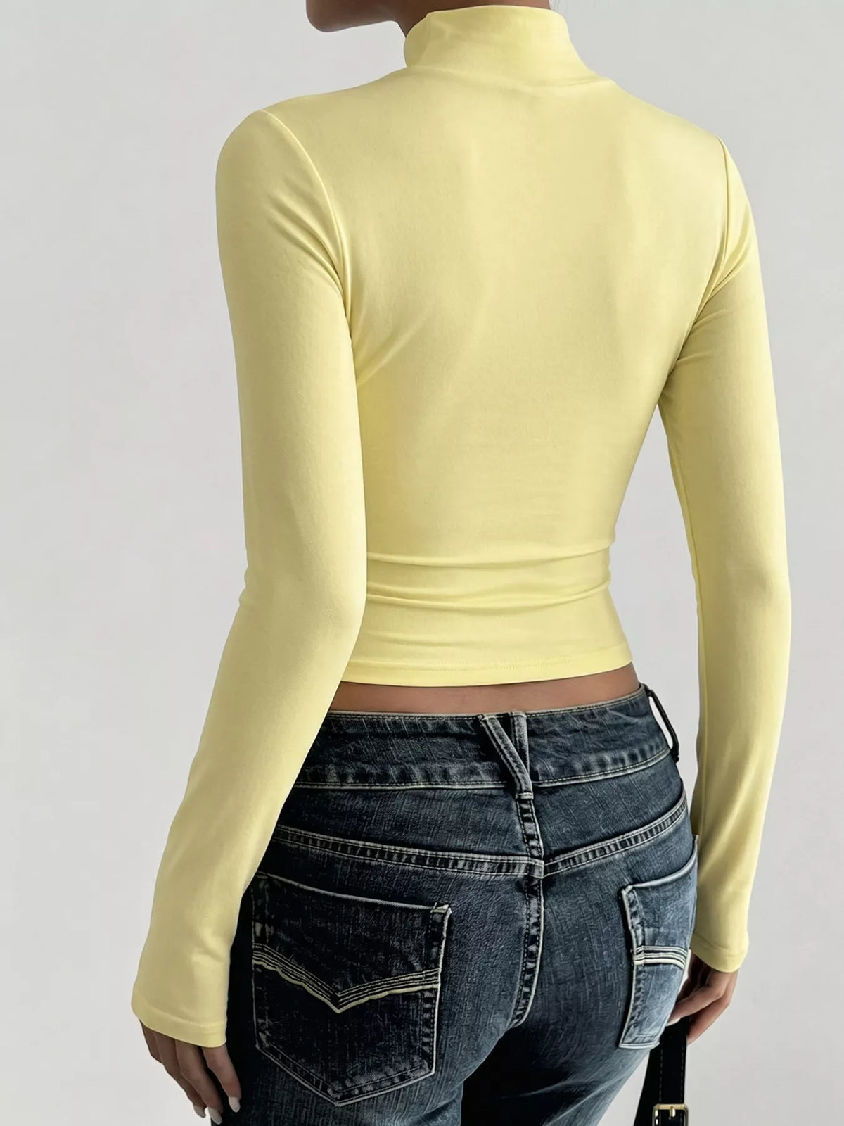 Slim-Fit Long Sleeve Turtleneck T-Shirt - Yellow - View 5