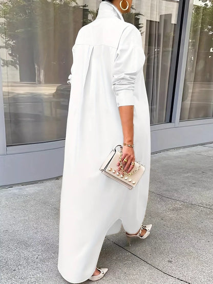 Plus Size Longline Button-Down Shirt - White - View 4