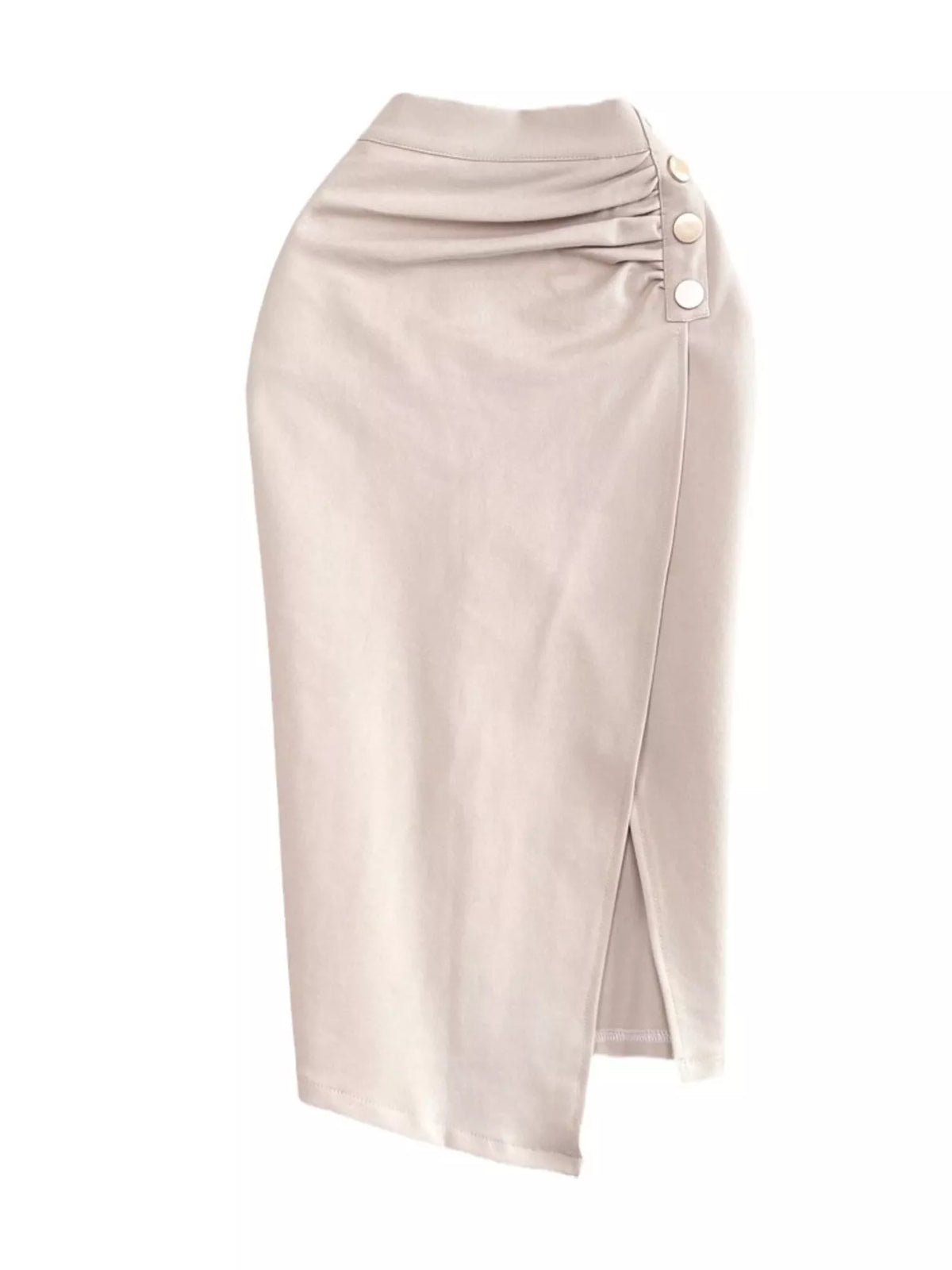 Ruched Slit Skirt - Apricot - View 2