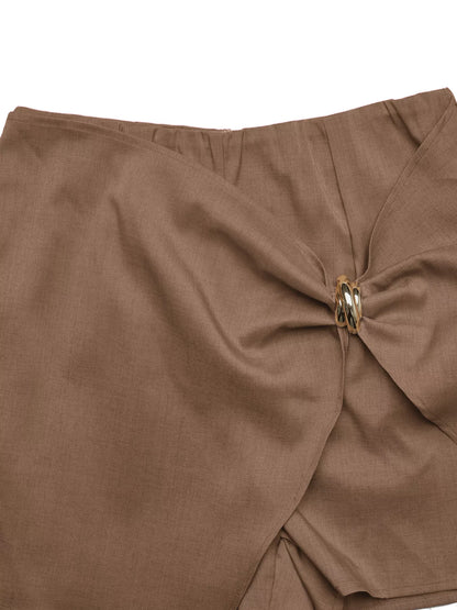 Twist Front Mini Skort - Brown - View 8