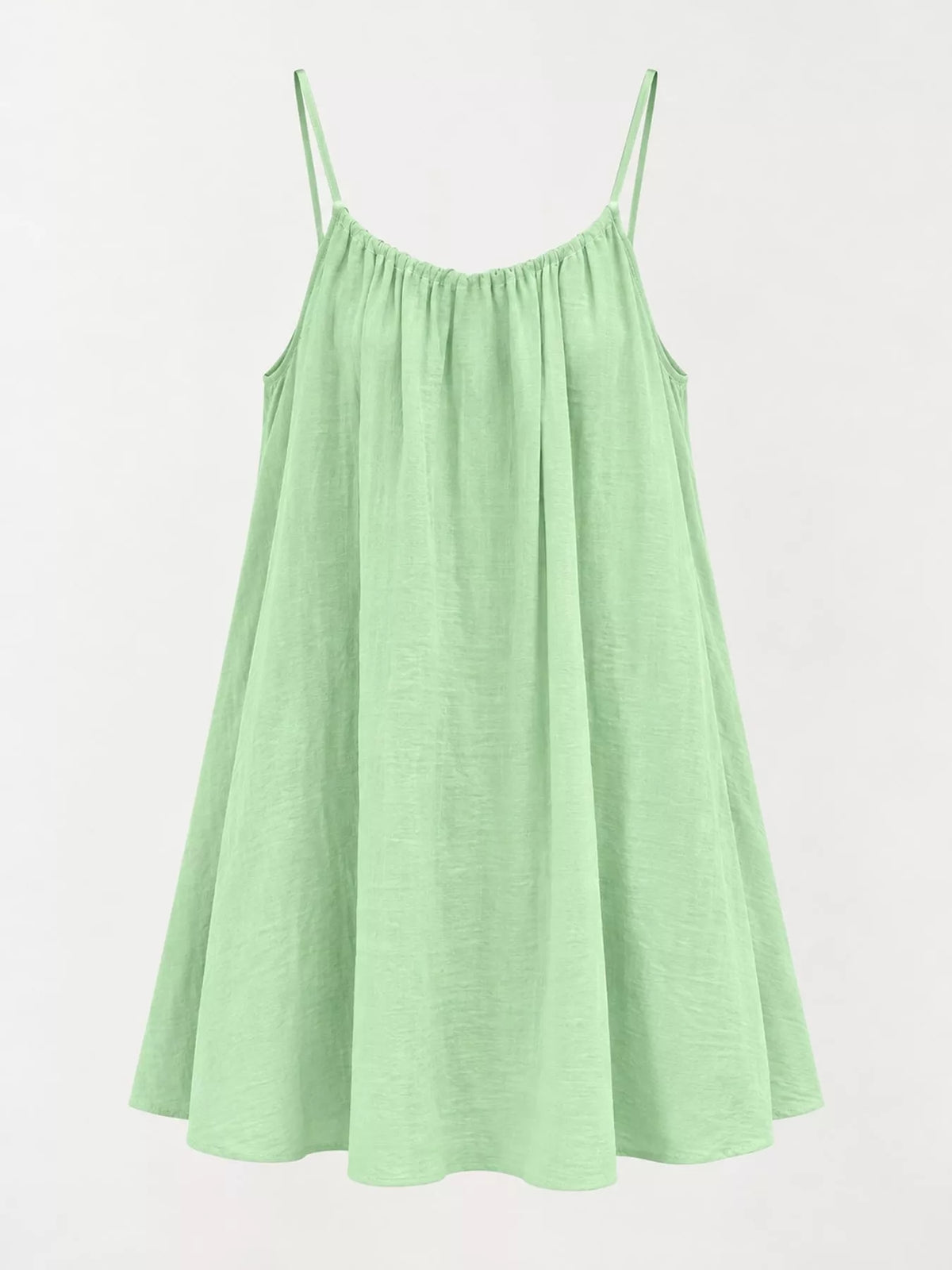 Full Size Backless Spaghetti Strap A-Line Mini Dress Plus Size - Mint Green-Style C - View 84
