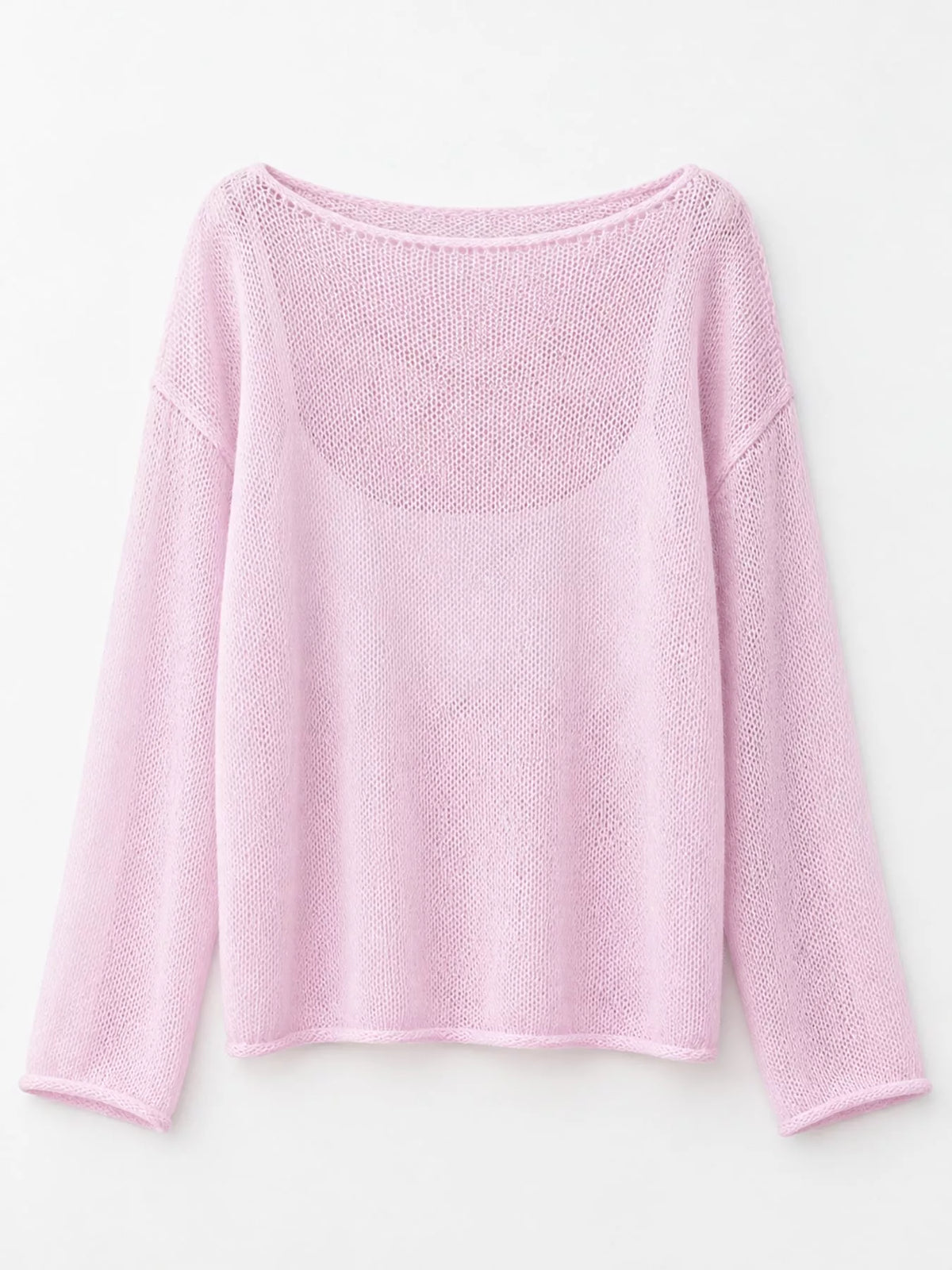 Full Size Sheer Lightweight Knit Top Plus Size - Pink - View 5
