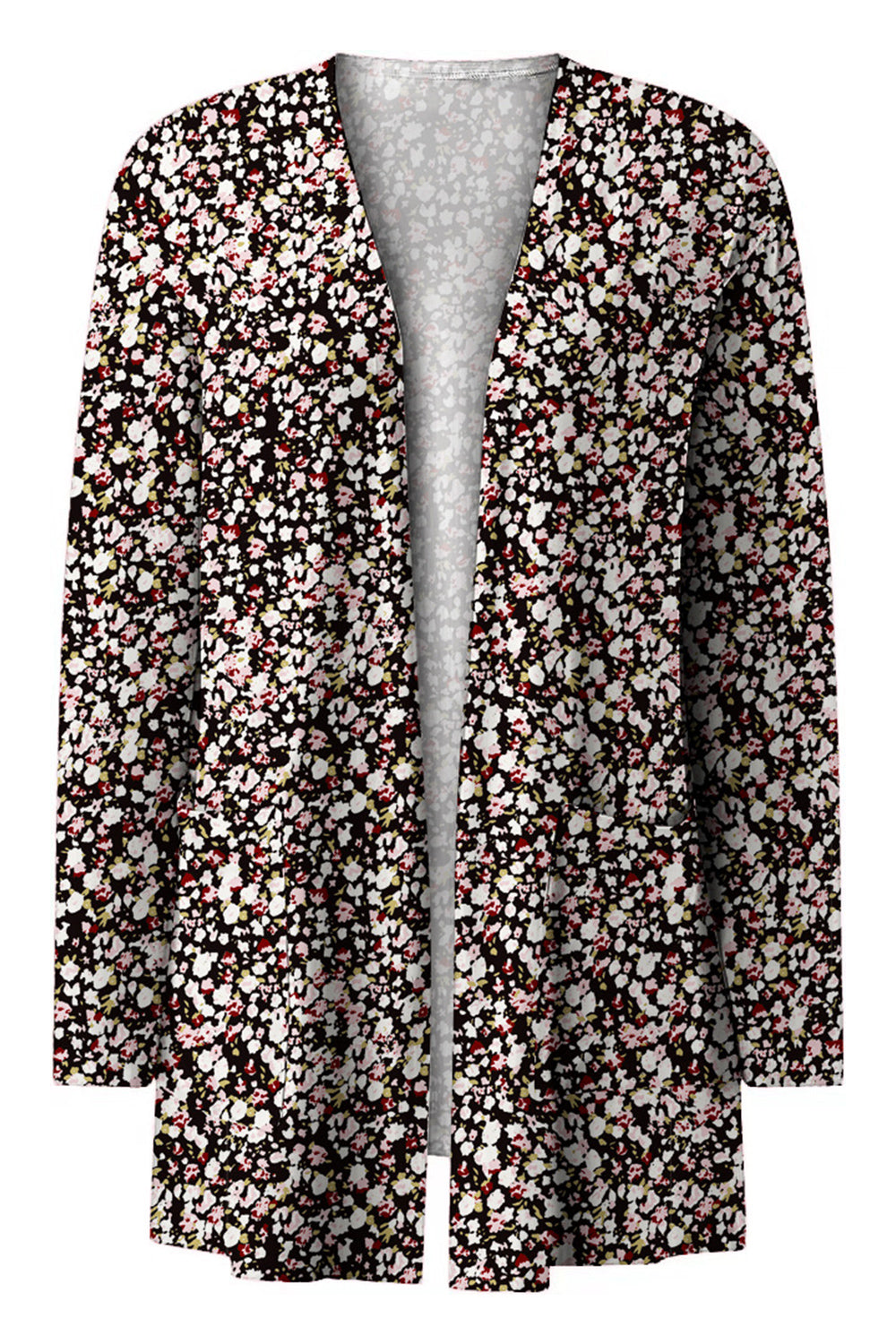 Printed Long Sleeve Cardigan - Black - View 9