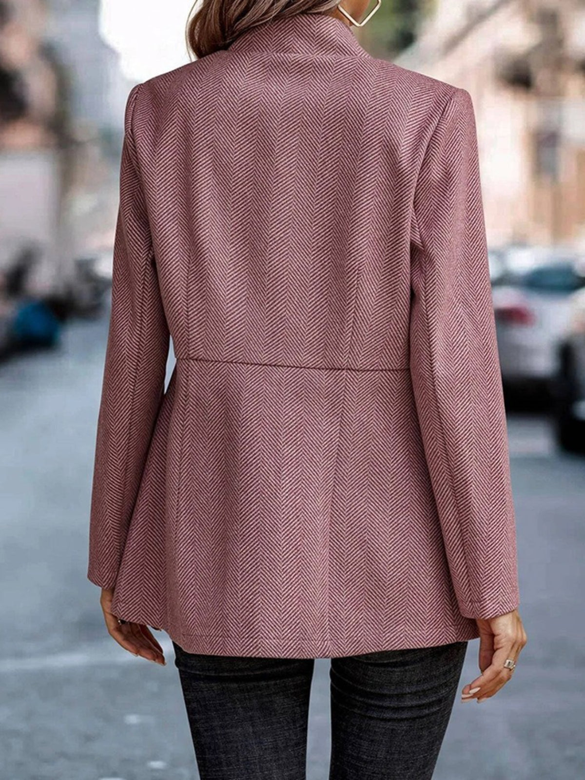 Slim Fit Open Front Blazer - Deep Red - View 12