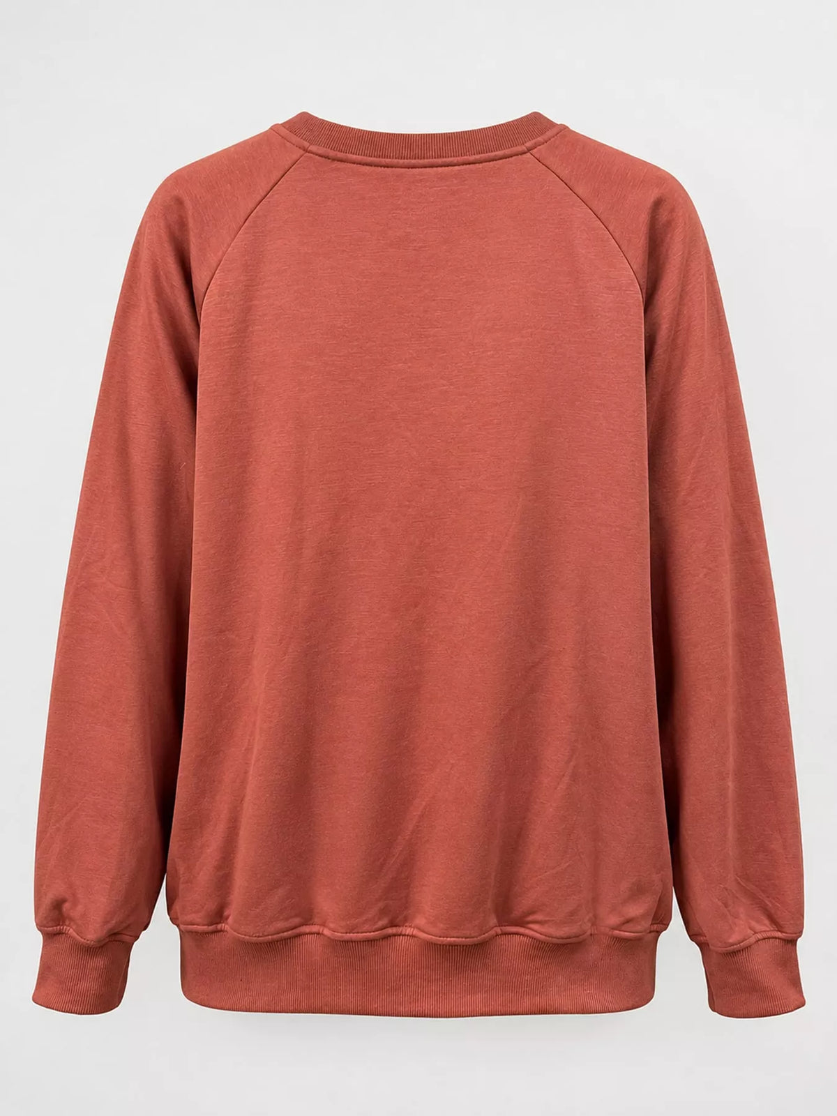 Crew Neck Raglan Sleeve Sweatshirt - Rust Red - View 16