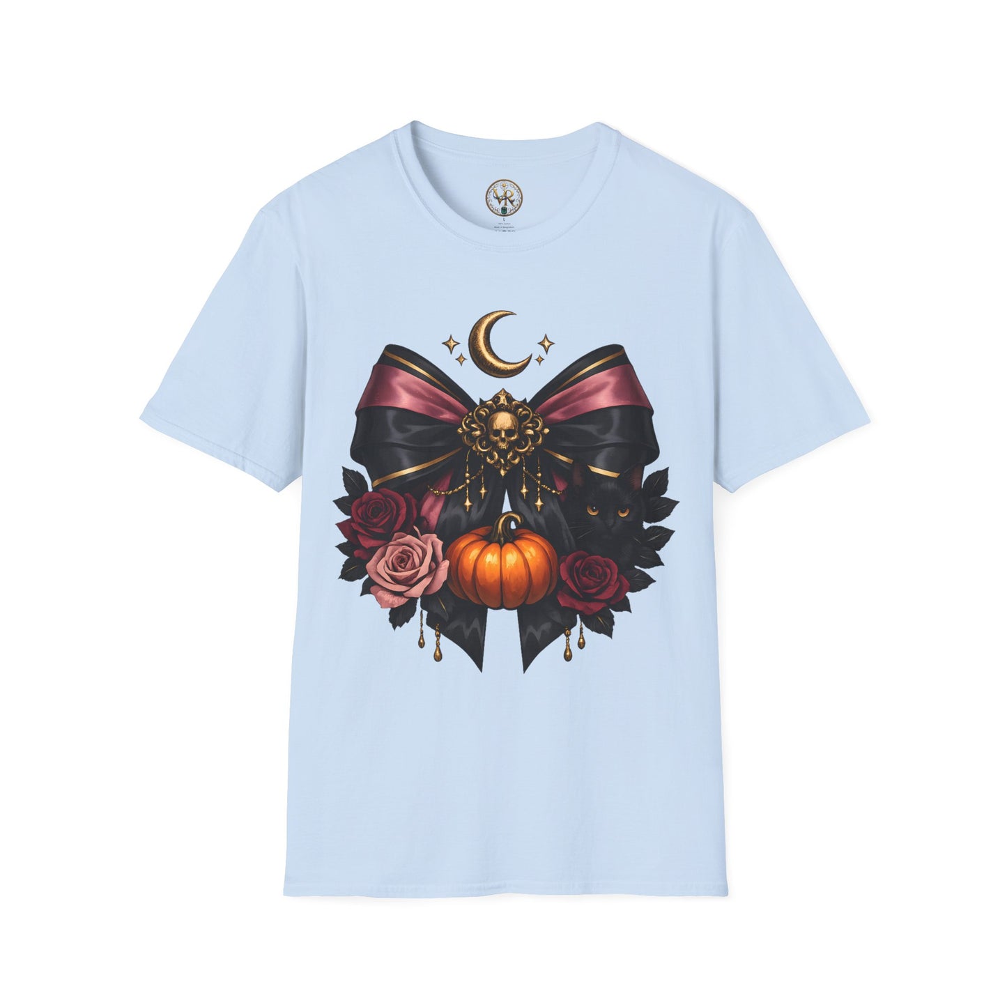 Gothic Moon and Pumpkin Tee - Light Blue - product view 1 - Light Blue