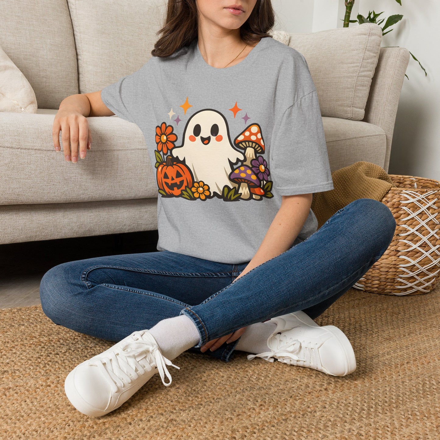 Pumpkin Floral Ghost Tee - Sapphire - product view 2 - Sapphire