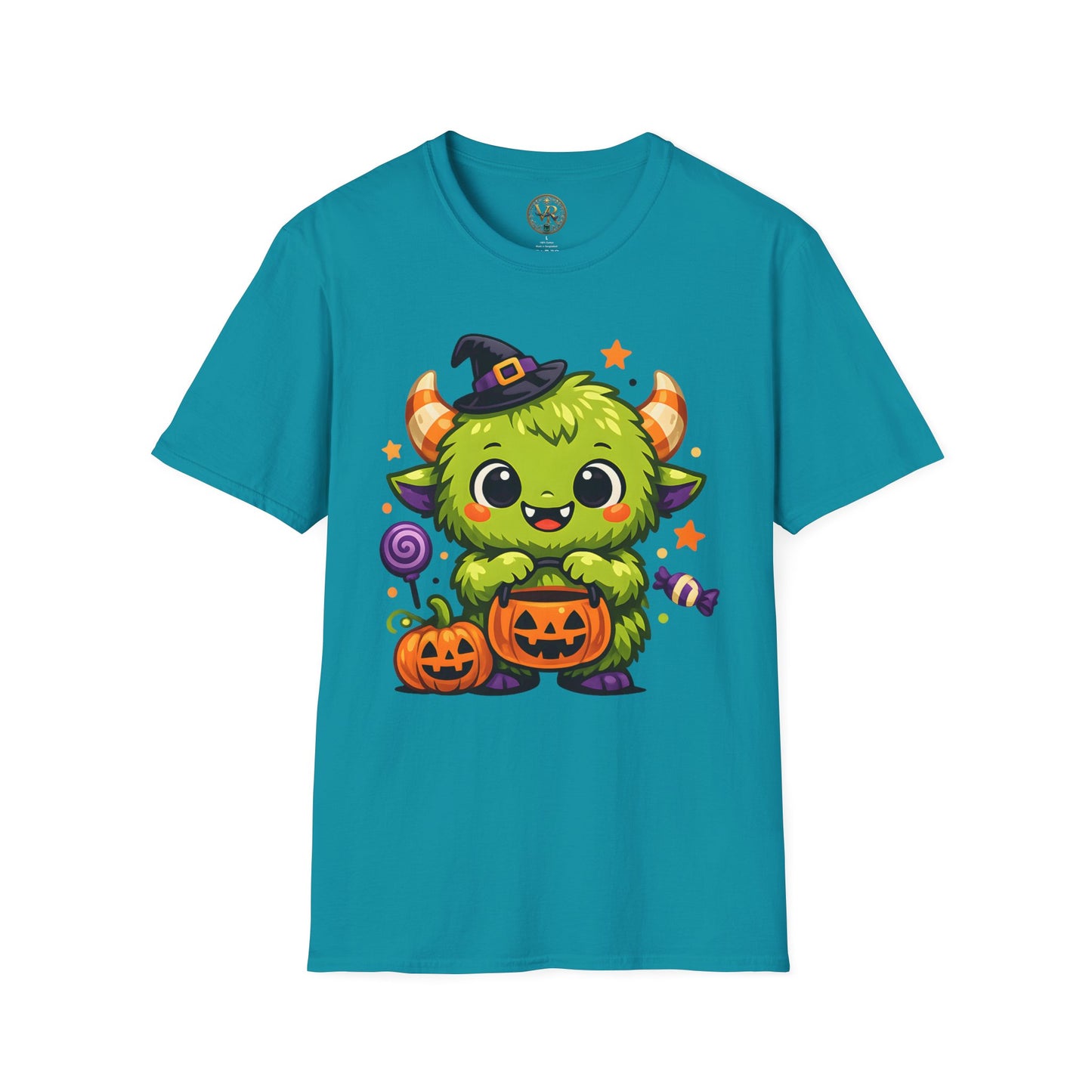 Green Halloween Monster Tee - Tropical Blue - product view 1 - Tropical Blue