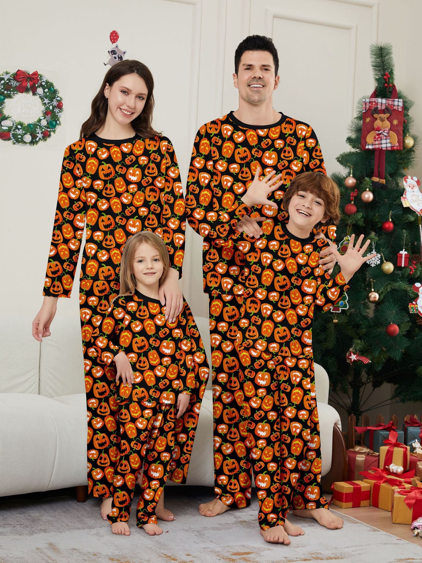 Halloween Family Pajama Set Pumpkin Funny Devil Print European and American Style Home Wear