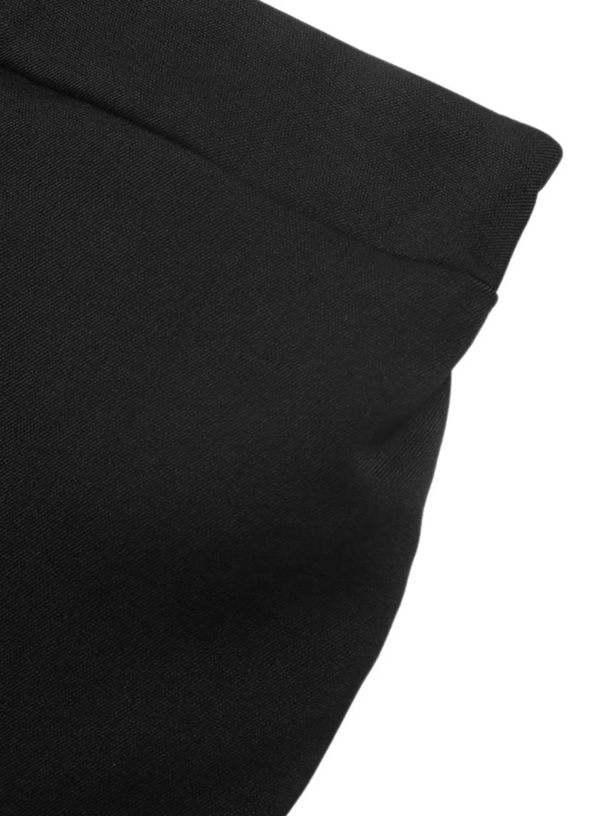 Wide-Leg Pants with Overlap Front Detail - Black - View 7