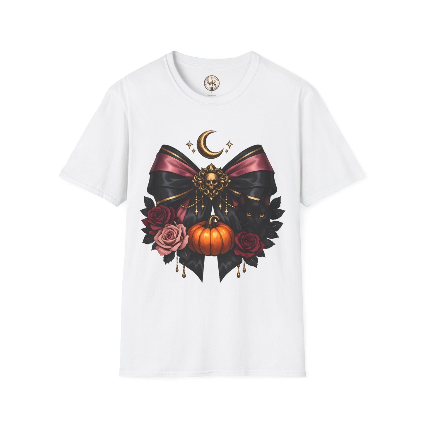 Gothic Moon and Pumpkin Tee - White - product view 1 - White