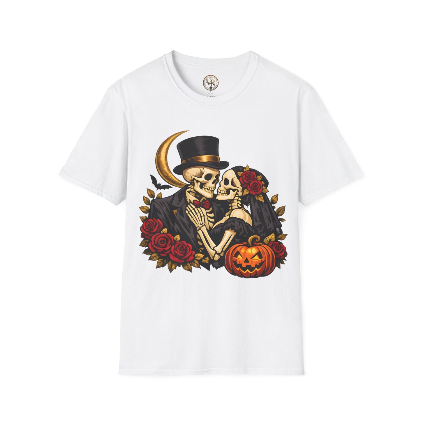 Skeleton Couple Halloween Tee - White - product view 1 - White